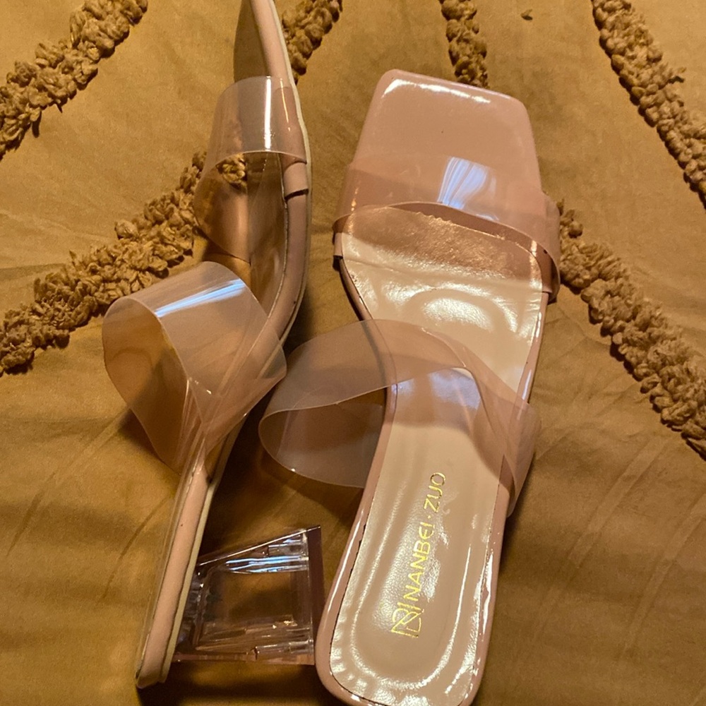 Square Toe/ Clear Heel Wedding/Special Occasion Chunky High Heel